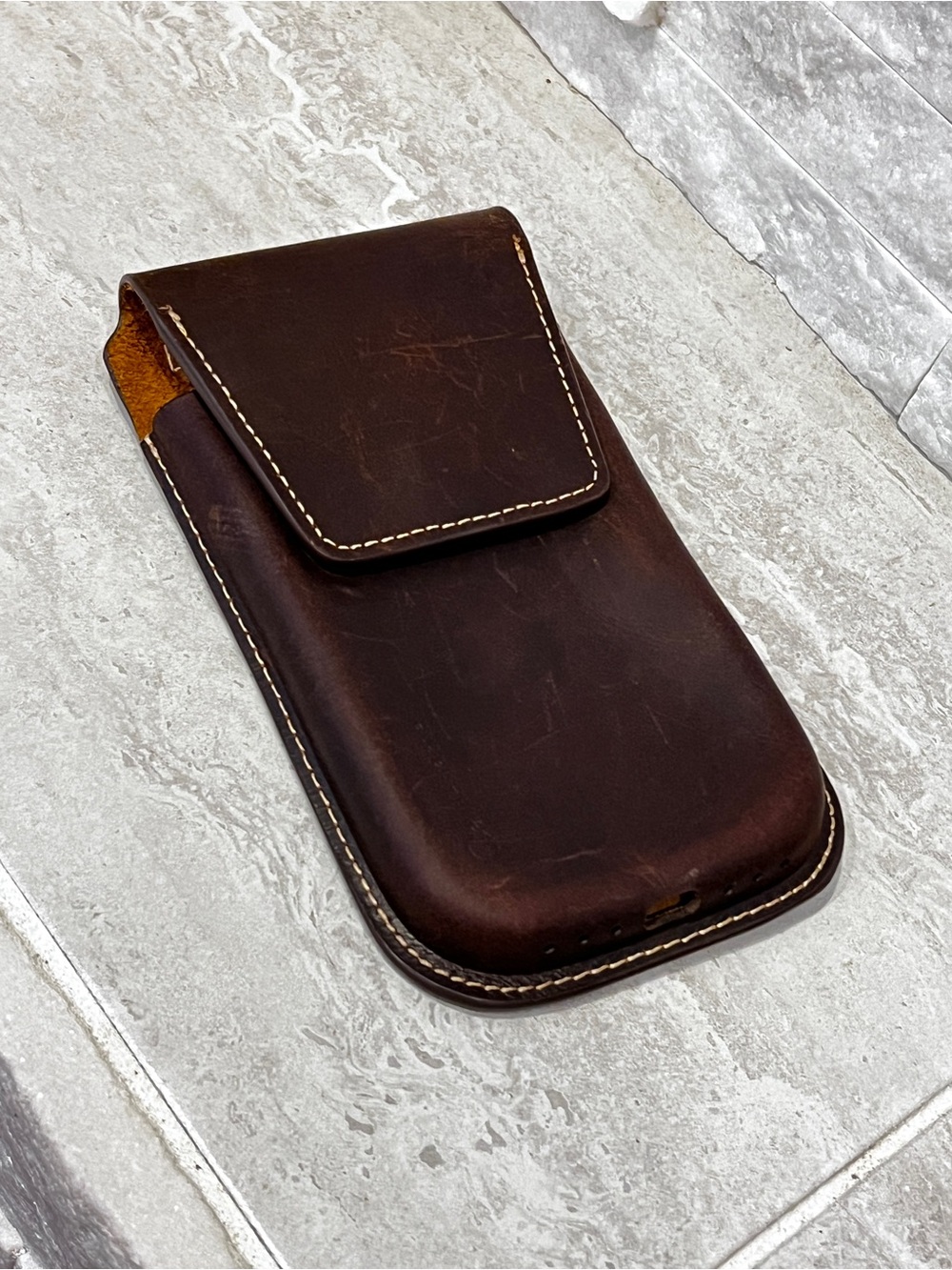 Leather Phone Pouch Case - Brown
